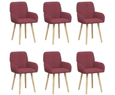 Valgomojo kėdės 6 pcs Audinys Vyno raudona 56,5 x 50 x 87,5 cm