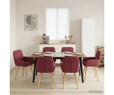 Valgomojo kėdės 6 pcs Audinys Vyno raudona 56,5 x 50 x 87,5 cm