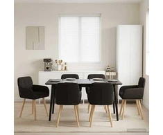 Valgomojo kėdės 6 pcs Bouclé Juoda 59 x 57 x 85 cm