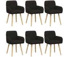 Valgomojo kėdės 6 pcs Bouclé Juoda 59 x 57 x 85 cm