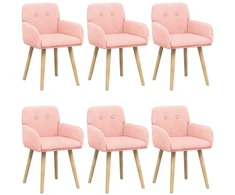 Valgomojo kėdės 6 pcs Bouclé Rožinė 59 x 56 x 86 cm