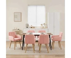 Valgomojo kėdės 6 pcs Bouclé Rožinė 59 x 56 x 86 cm
