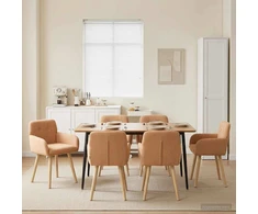 Valgomojo kėdės 6 pcs Bouclé Smėlio 59 x 57 x 85 cm