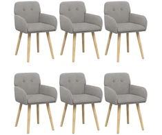 Valgomojo kėdės 6 pcs Bouclé Šviesiai pilka 59 x 56 x 86 cm