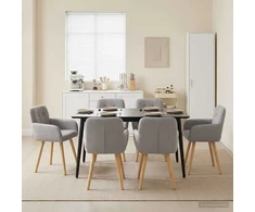 Valgomojo kėdės 6 pcs Bouclé Šviesiai pilka 59 x 56 x 86 cm