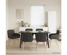 Valgomojo kėdės 6 pcs Bouclé Tamsiai pilka 59 x 57 x 85 cm