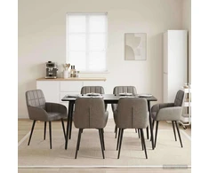 Valgomojo kėdės 6 pcs Dirbtinė oda Pilka 57 x 50 x 85 cm