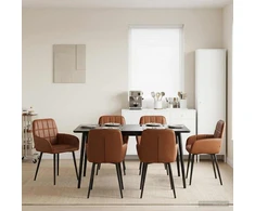 Valgomojo kėdės 6 pcs Dirbtinė oda Ruda 56,5 x 50 x 86 cm