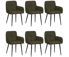 Valgomojo kėdės 6 pcs Dirbtinė suedė oda Armijos Žalia
