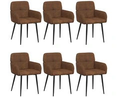 Valgomojo kėdės 6 pcs Dirbtinė suedė oda Ruda 59 x 56,5 x 85 cm