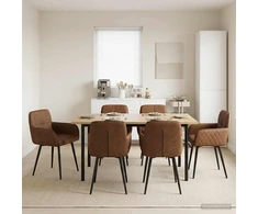 Valgomojo kėdės 6 pcs Dirbtinė suedė oda Ruda 59 x 56,5 x 85 cm
