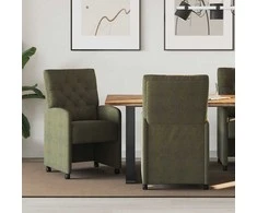 Valgomojo Kėdės su Ratukais 2 pcs Armijos žalia 58 x 67 x 97 cm