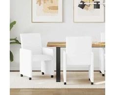 Valgomojo Kėdės su Ratukais 2 pcs Balta 57 x 66 x 94 cm