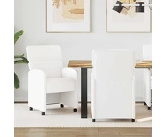 Valgomojo Kėdės su Ratukais 2 pcs Balta 58 x 65 x 98 cm