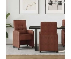 Valgomojo Kėdės su Ratukais 2 pcs Blizgiai ruda 58 x 67 x 97 cm