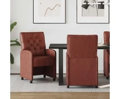 Valgomojo Kėdės su Ratukais 2 pcs Blizgiai ruda 58 x 67 x 97 cm