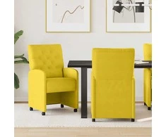 Valgomojo Kėdės su Ratukais 2 pcs Geltona 58 x 67 x 97 cm