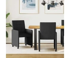 Valgomojo Kėdės su Ratukais 2 pcs Juoda 58 x 65 x 94 cm audinys