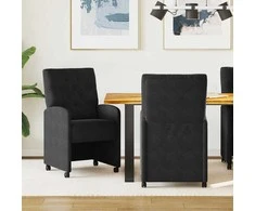 Valgomojo Kėdės su Ratukais 2 pcs Juoda 58 x 67 x 97 cm Aksomas