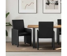Valgomojo Kėdės su Ratukais 2 pcs Juoda 57 x 66 x 94 cm