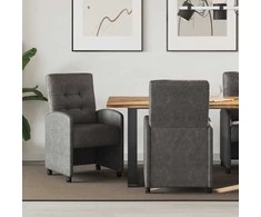Valgomojo Kėdės su Ratukais 2 pcs Juoda 58 x 67 x 97 cm