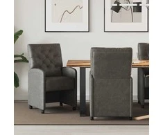 Valgomojo Kėdės su Ratukais 2 pcs Juoda 58 x 67 x 97 cm