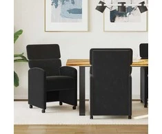 Valgomojo Kėdės su Ratukais 2 pcs Juoda 58 x 65 x 98 cm Aksomas