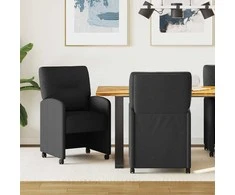 Valgomojo Kėdės su Ratukais 2 pcs Juoda 57 x 67 x 95 cm audinys