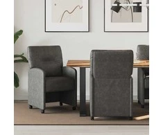 Valgomojo Kėdės su Ratukais 2 pcs Juoda 57 x 67 x 95 cm