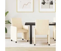 Valgomojo Kėdės su Ratukais 2 pcs Kreminė 57 x 66 x 94 cm