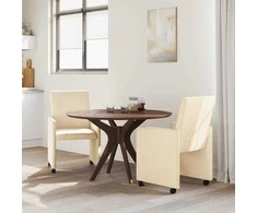 Valgomojo Kėdės su Ratukais 2 pcs Kreminė 57 x 66 x 94 cm