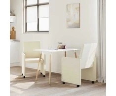 Valgomojo Kėdės su Ratukais 2 pcs Kreminė 57 x 66 x 94 cm