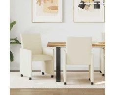 Valgomojo Kėdės su Ratukais 2 pcs Kreminė 57 x 66 x 94 cm