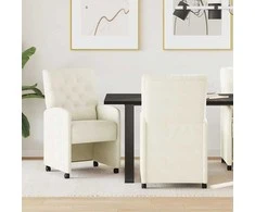 Valgomojo Kėdės su Ratukais 2 pcs Kreminė 58 x 67 x 97 cm