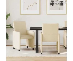 Valgomojo Kėdės su Ratukais 2 pcs Kreminė 57 x 66 x 94 cm