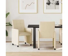 Valgomojo Kėdės su Ratukais 2 pcs Kreminė 58 x 65 x 94 cm