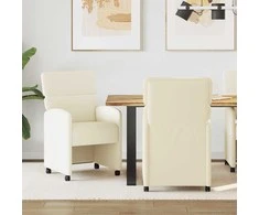Valgomojo Kėdės su Ratukais 2 pcs Kreminė 58 x 65 x 98 cm
