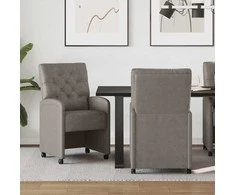 Valgomojo Kėdės su Ratukais 2 pcs Pilka 58 x 67 x 97 cm