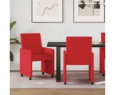 Valgomojo Kėdės su Ratukais 2 pcs Raudona 57 x 66 x 94 cm