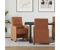 Valgomojo Kėdės su Ratukais 2 pcs Ruda 58 x 67 x 97 cm