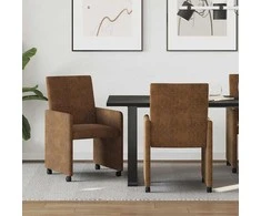 Valgomojo Kėdės su Ratukais 2 pcs Ruda 57 x 66 x 94 cm