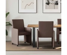 Valgomojo Kėdės su Ratukais 2 pcs Ruda 57 x 66 x 94 cm