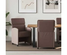 Valgomojo Kėdės su Ratukais 2 pcs Ruda 58 x 65 x 98 cm