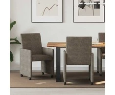 Valgomojo Kėdės su Ratukais 2 pcs Tamsiai pilka 57 x 66 x 94 cm