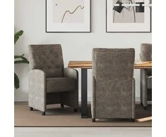 Valgomojo Kėdės su Ratukais 2 pcs Tamsiai pilka 58 x 67 x 97 cm