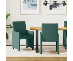 Valgomojo Kėdės su Ratukais 2 pcs Tamsiai žalia 58 x 65 x 94 cm