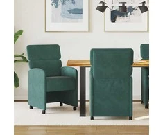 Valgomojo Kėdės su Ratukais 2 pcs Tamsiai žalia 58 x 65 x 98 cm