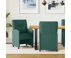Valgomojo Kėdės su Ratukais 2 pcs Tamsiai žalia 57 x 67 x 95 cm