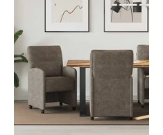 Valgomojo Kėdės su Ratukais 2 pcs Tamsiai pilka 57 x 67 x 95 cm