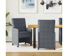 Valgomojo Kėdės su Ratukais 2 pcs Tamsiai pilka 58 x 67 x 97 cm